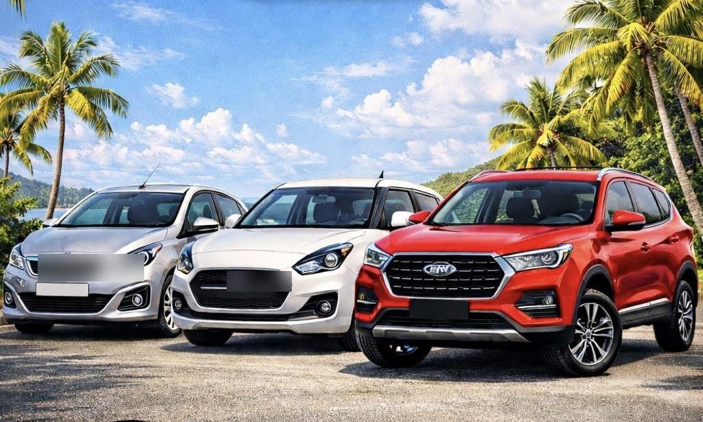 Flotte TCar Location — véhicules devant l'agence à Faaa